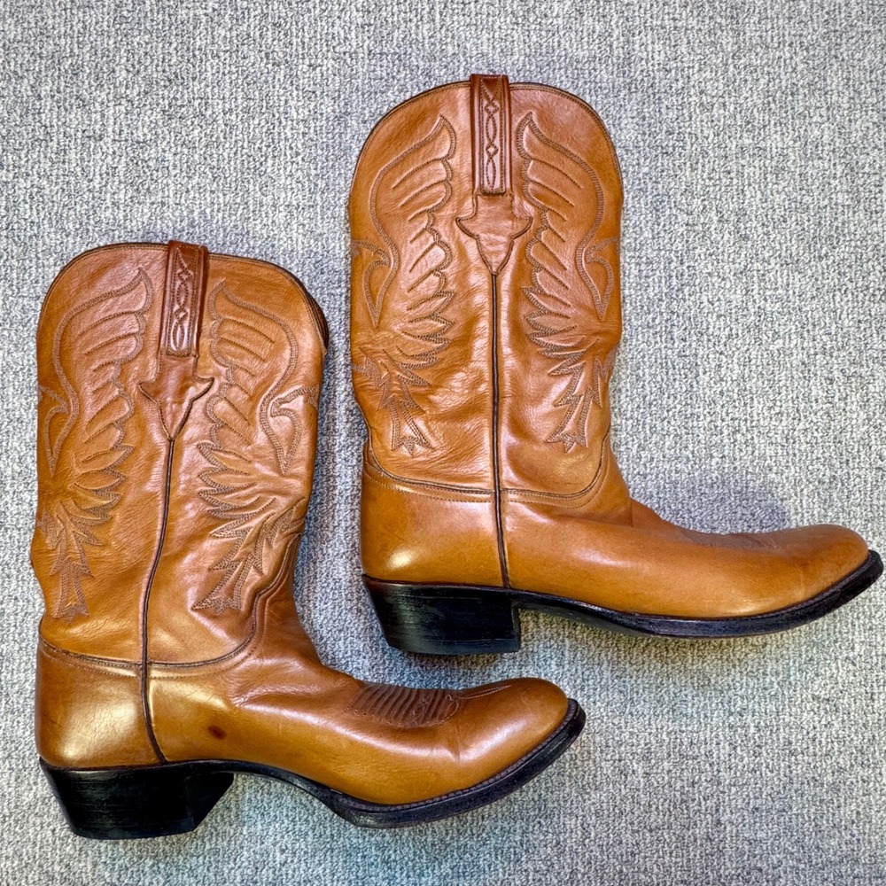 Lucchese Classics San Antonio Cowboy Boots 10.5B Tan‎ Leather Handmade USA